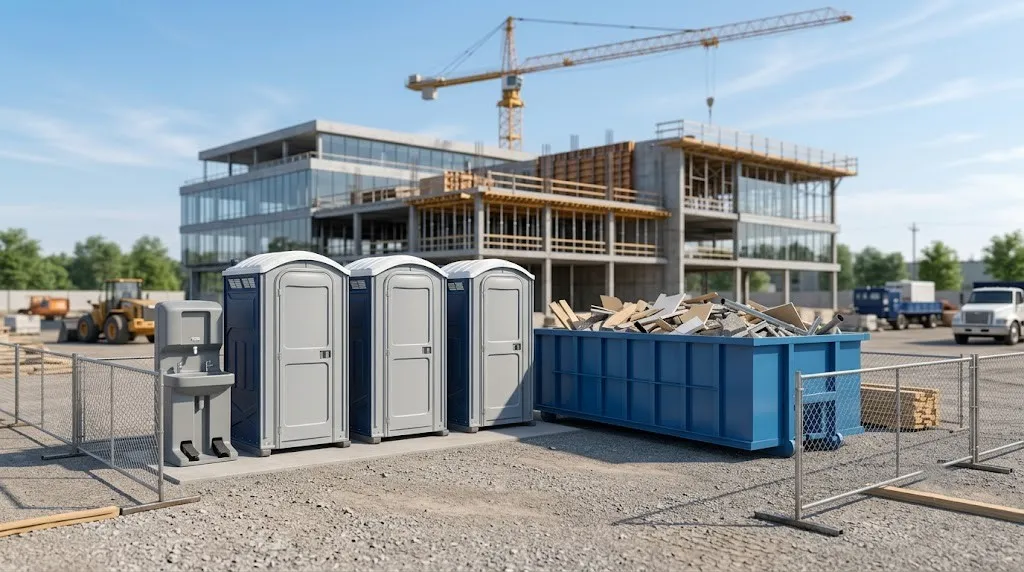 Portable restroom units ready for delivery in San Bernardino, CA